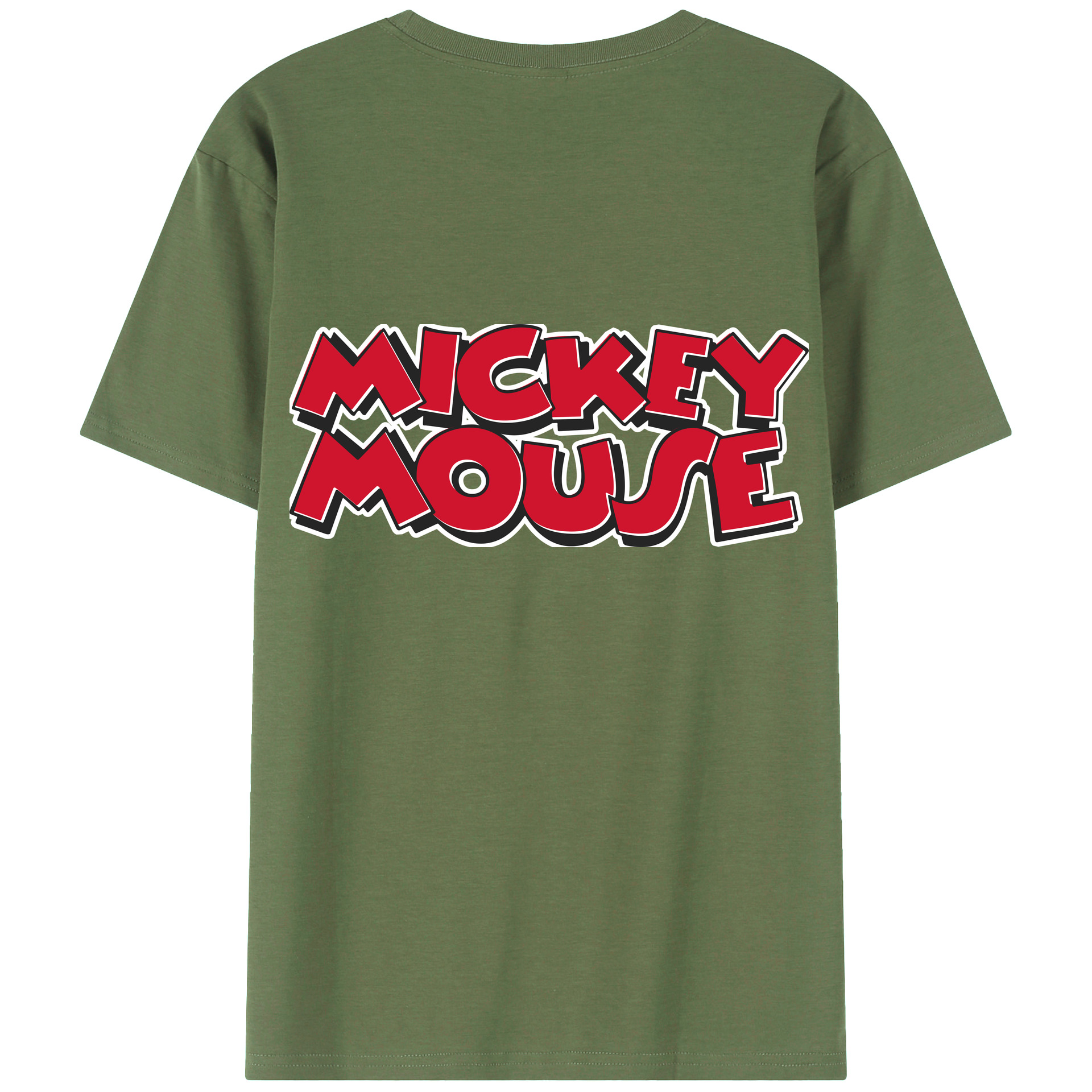 ミッキーマウス Mickey Mouse 綿100％ メンズ半袖Tシャツ（バックプリント） 通気性